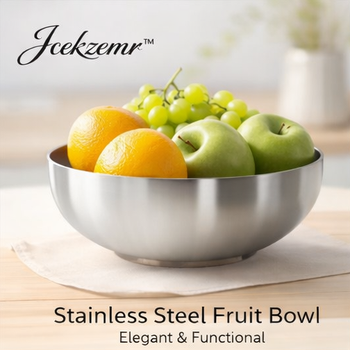 Jcekzemr™ Stainless Steel Fruit Bowl – Elegant & Functional